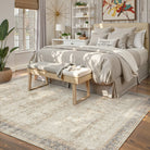 Almora Washable Vintage Distressed Ivory Rug Area Rugs Lahome