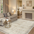 Almora Washable Vintage Distressed Ivory Rug Area Rugs Lahome 5' x 7'