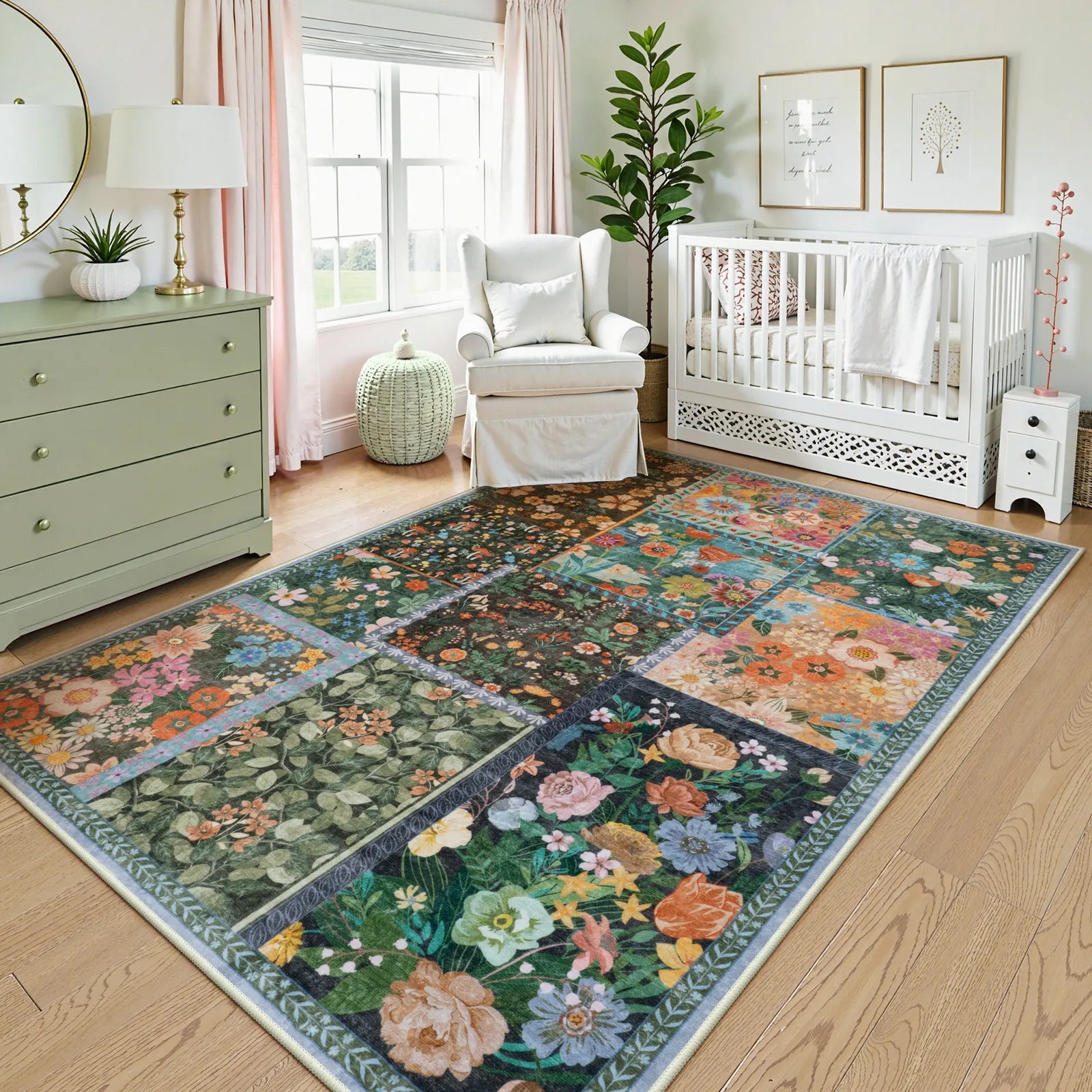 Amour Washable Boho Patchwork Floral Colorful Rug Rugs Lahome