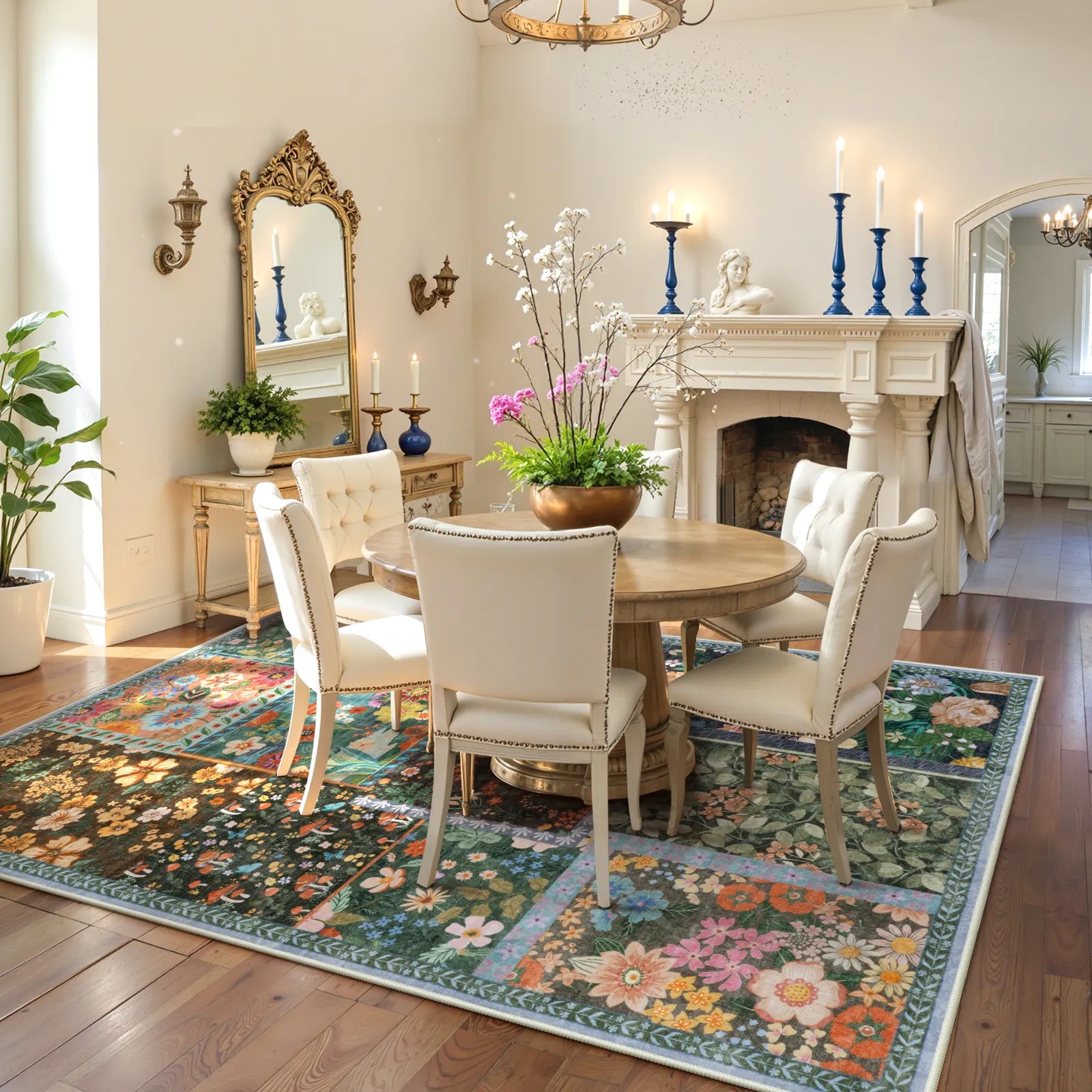 Amour Washable Boho Patchwork Floral Colorful Rug Rugs Lahome