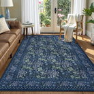 Arbore Washable Boho Vintage Floral Blue Rug Area Rugs Lahome 5' x 7'