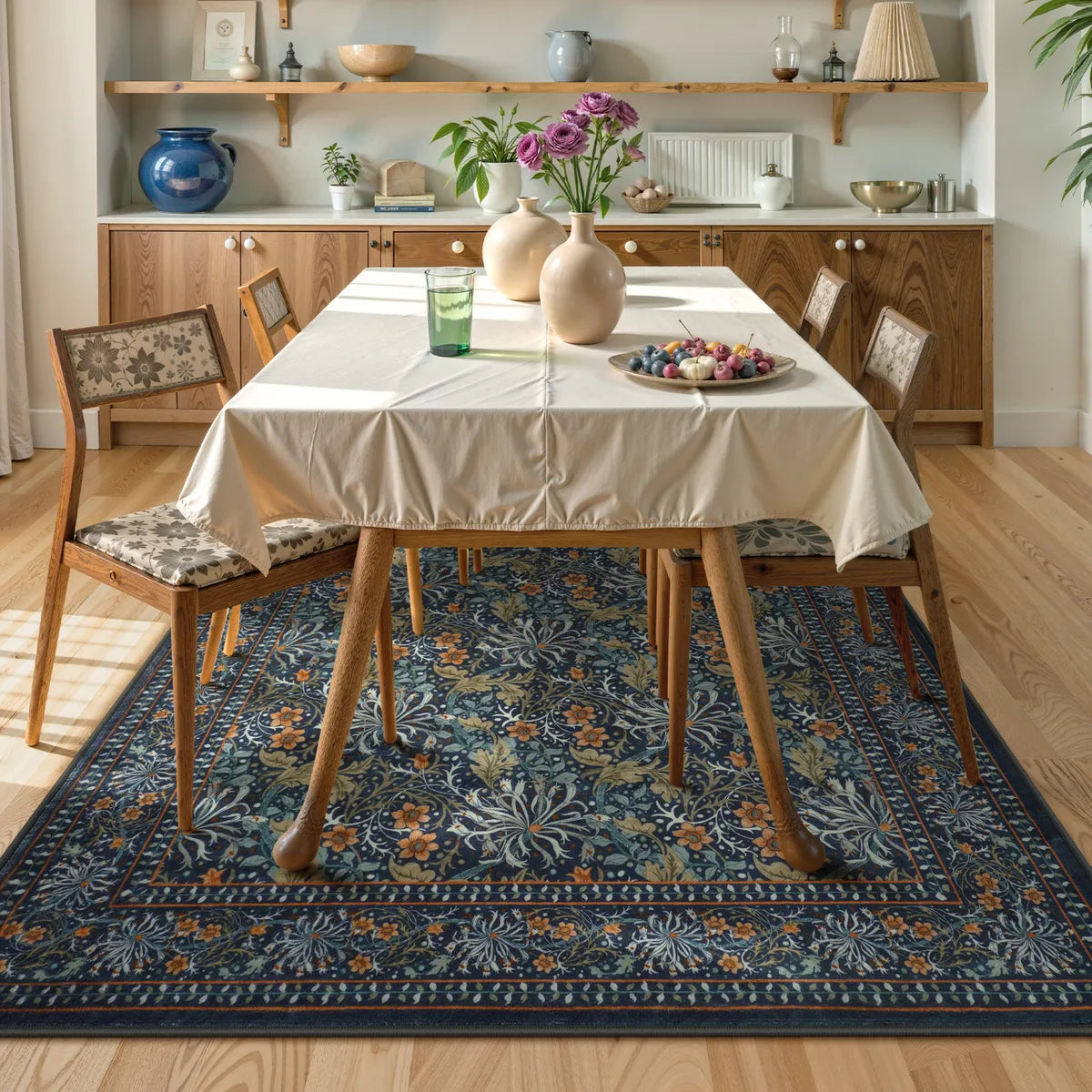 Arbore Washable Boho Vintage Floral Dark Green Rug Area Rugs Lahome