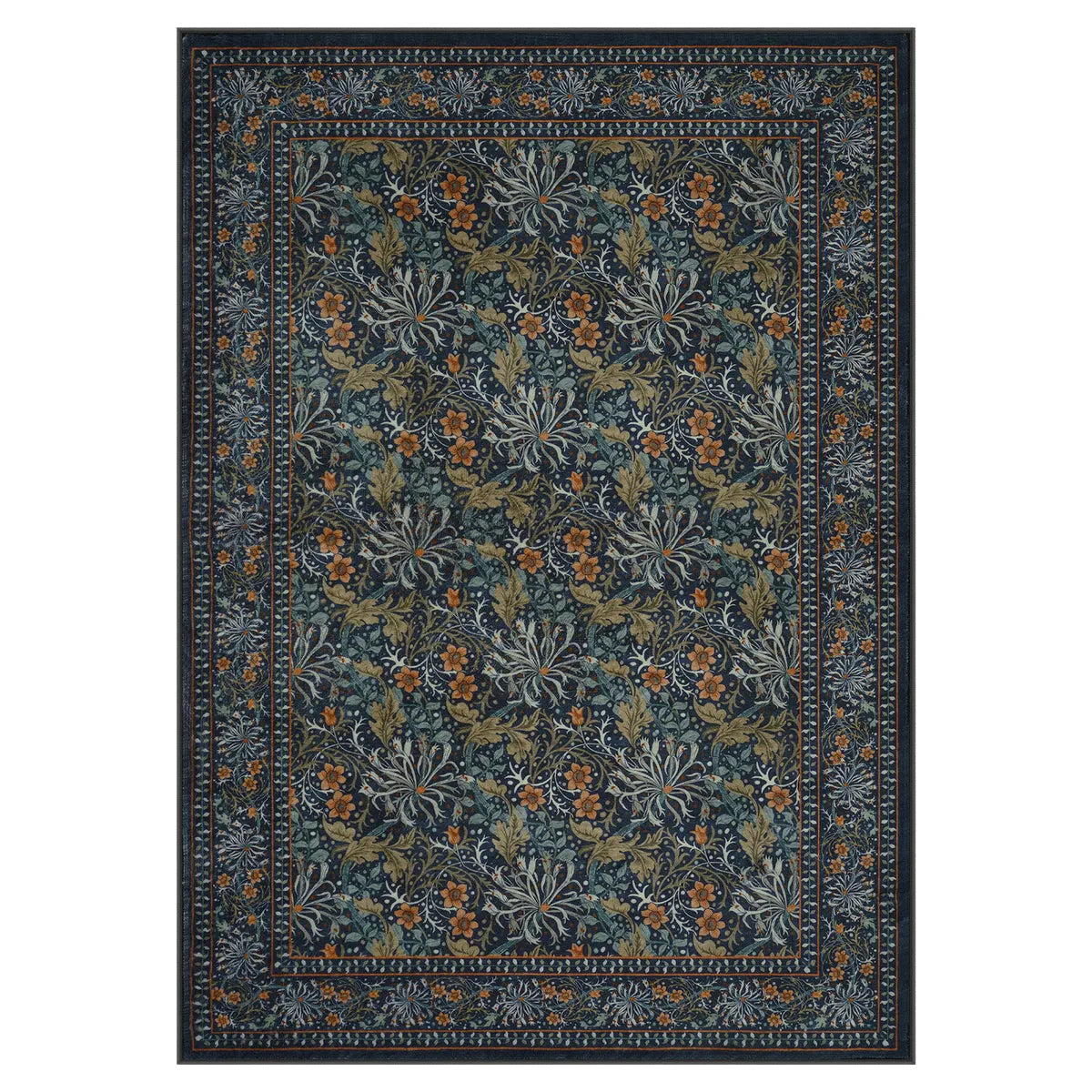 Arbore Washable Boho Vintage Floral Dark Green Rug Area Rugs Lahome