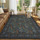 Arbore Washable Boho Vintage Floral Dark Green Rug Area Rugs Lahome 5' x 7'