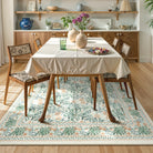 Arbore Washable Boho Vintage Floral Light Green Rug Area Rugs Lahome