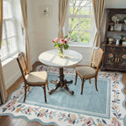 Ariele Washable Vintage Floral Scalloped Dusty Blue Rug Area Rugs Lahome 5' x 7'
