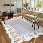 Ariele Washable Vintage Floral Scalloped Purple Rug Area Rugs Lahome 5' x 7'