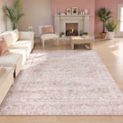 Aube Washable Traditional Floral Pink Rug Area Rugs Lahome