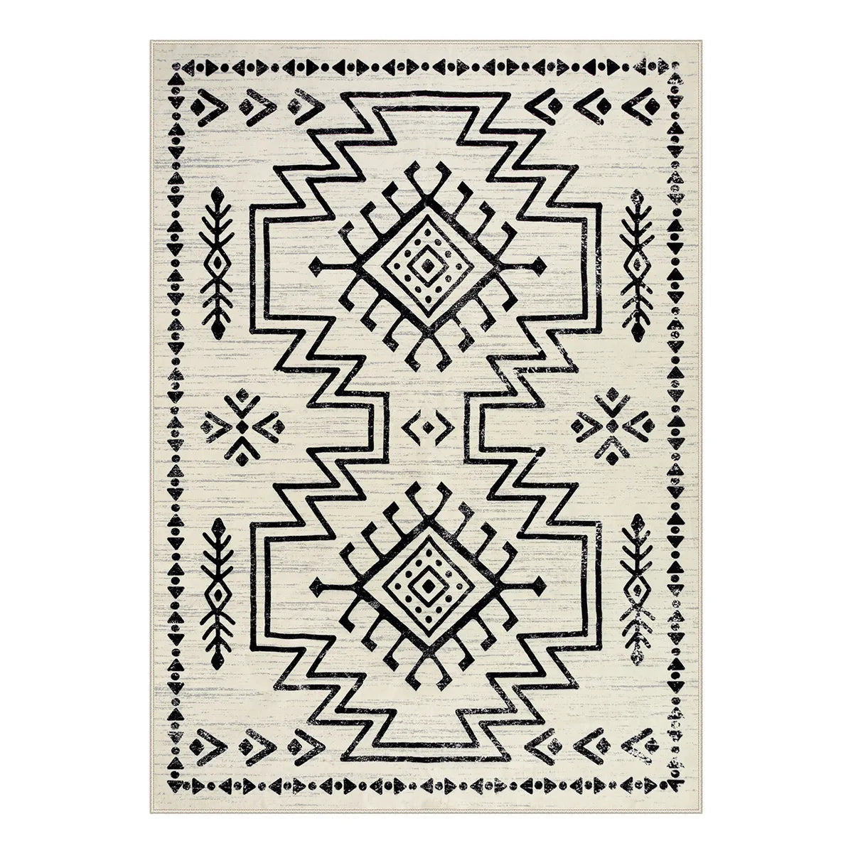 Clearance Washable Beige Aztec Moroccan Rug | Vivienne Distressed Style ...