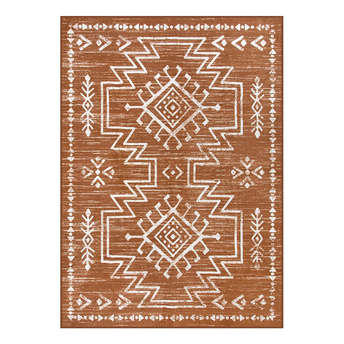 Washable Orange Aztec Moroccan Rug | Vivienne Distressed Style - Lahome