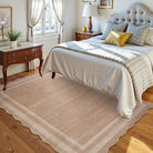 Brise Washable Farmhouse Scalloped Oat Beige Rug Rugs Lahome