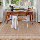 Brise Washable Farmhouse Scalloped Oat Beige Rug Rugs Lahome