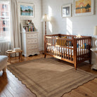 Brise Washable Farmhouse Scalloped Mocha Brown Rug Rugs Lahome 5' x 7'