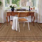 Brise Washable Farmhouse Scalloped Mocha Brown Rug Rugs Lahome