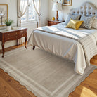 Brise Washable Farmhouse Scalloped Charcoal Grey Rug Rugs Lahome