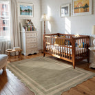 Brise Washable Farmhouse Scalloped Olive Green Rug Rugs Lahome 5' x 7'