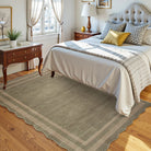 Brise Washable Farmhouse Scalloped Olive Green Rug Rugs Lahome