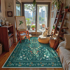 Celeste Washable Vintage Floral Green Area Rug Area Rugs Lahome