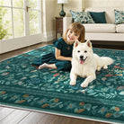 Celeste Washable Vintage Floral Green Area Rug Area Rugs Lahome