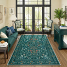 Celeste Washable Vintage Floral Green Area Rug Area Rugs Lahome 5' x 7'