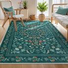 Celeste Washable Vintage Floral Green Area Rug Area Rugs Lahome