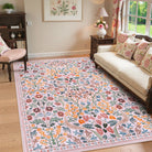 Claude Washable Maximalism Vibrant Blossom Floral Pink Rug Area Rugs Lahome 5' x 7'