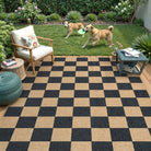 Colette Washable Checkered Easy Jute Black Indoor/Outdoor Rug Easy Jute Area Rug Lahome