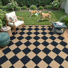 Coline Washable Geometric Checkered Easy Jute Black Indoor/Outdoor Rug Easy Jute Area Rug Lahome