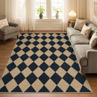Coline Washable Geometric Checkered Easy Jute Black Indoor/Outdoor Rug Easy Jute Area Rug Lahome 5' x 7'