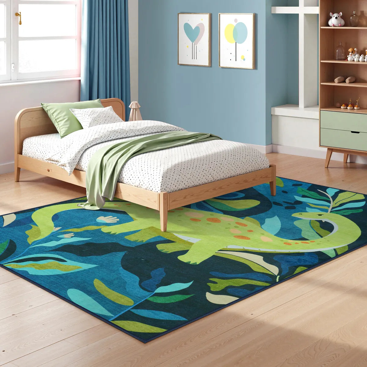 Dinoe Washable Jungle Dinosaur Navy kids Rug Area Rugs Lahome