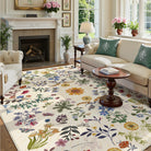 Eclore Washable Boho Botanical Floral Beige Rug Area Rugs Lahome