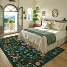 Eclore Washable Boho Botanical Floral Green Rug Area Rugs Lahome
