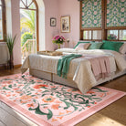 Eira Washable Vintage Floral Medallion Pink Rug Rugs Lahome 5' x 7'