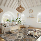 Elise Washable Ultra-thin Transitional Vintage Floral Moroccan Trellis Grey Rug Area Rugs Lahome
