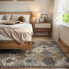 Elise Washable Ultra-thin Transitional Vintage Floral Moroccan Trellis Grey Rug Area Rugs Lahome