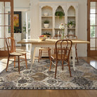 Elise Washable Ultra-thin Transitional Vintage Floral Moroccan Trellis Grey Rug Area Rugs Lahome