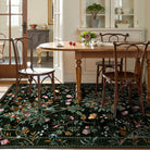 Elowen Washable Boho Forest Botanical Black Rug Rugs Lahome
