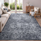 Elysee Washable Vintage Traditional Medallion Black Rug Area Rugs Lahome