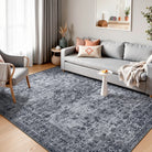 Elysee Washable Vintage Traditional Medallion Black Rug Area Rugs Lahome 5' x 7'