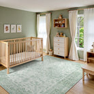 Elysee Washable Vintage Traditional Medallion Green Rug Area Rugs Lahome