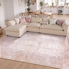 Elysee Washable Vintage Traditional Medallion Pink Rug Area Rugs Lahome 5' x 7'