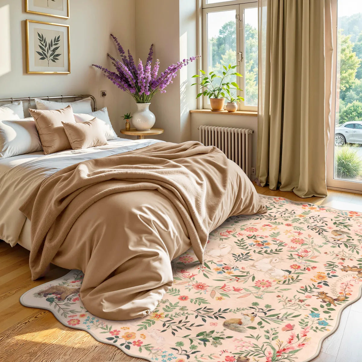 Elysia Washable Maximalist Unicorn Garden Pink Rug Area Rugs Lahome