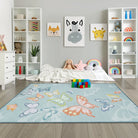 Emis Washable Butterfly Blue Kids Rug Kids Rugs Lahome 5' x 7'