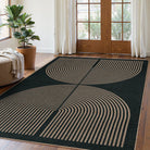 Enfys Washable Modern Rainbow Easy Jute Black/Grey Indoor/Outdoor Rug Clearance Rugs Lahome 5' x 7'