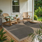 Enfys Washable Modern Rainbow Easy Jute Black Indoor/Outdoor Rug Clearance Rugs Lahome