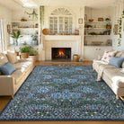 Giverny Washable Maximalism Vintage French Floral Blue Rug Rugs Lahome 5' x 7'