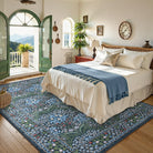Giverny Washable Maximalism Vintage French Floral Blue Rug Rugs Lahome