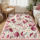 Herbier Washable Botanical Leaf Pink Rug Rugs Lahome 5' x 7'