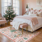 Jocelyn Christmas Washable Winter Woodland Cabin Pink Rug Area Rugs Lahome