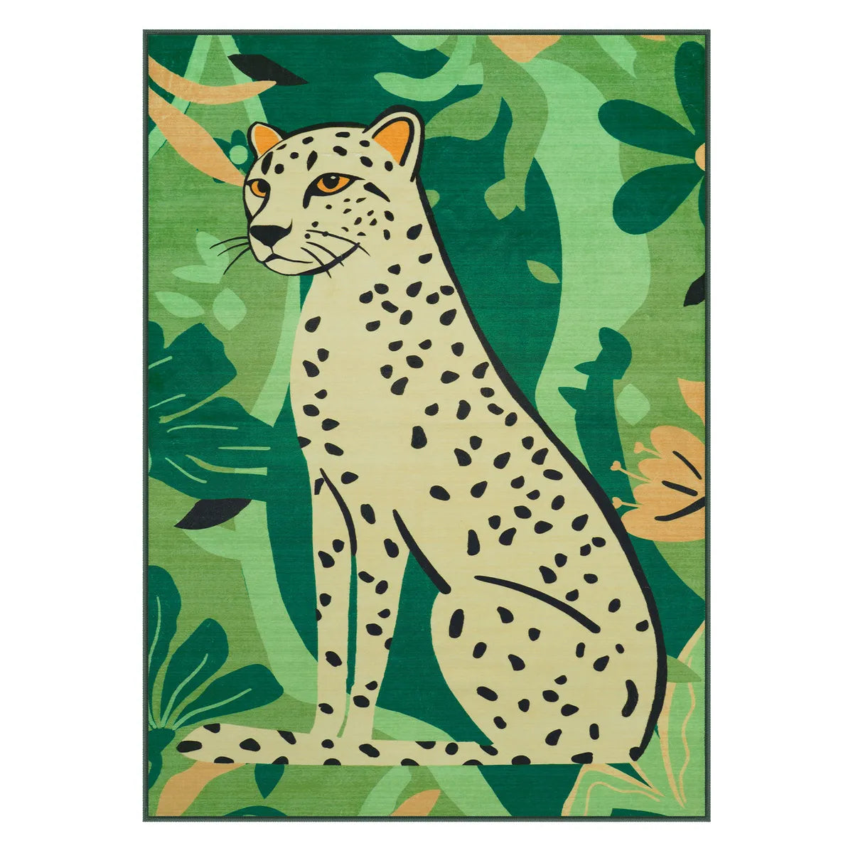 Leon Washable Graphic Cheetah Green kids Rug Area Rugs Lahome